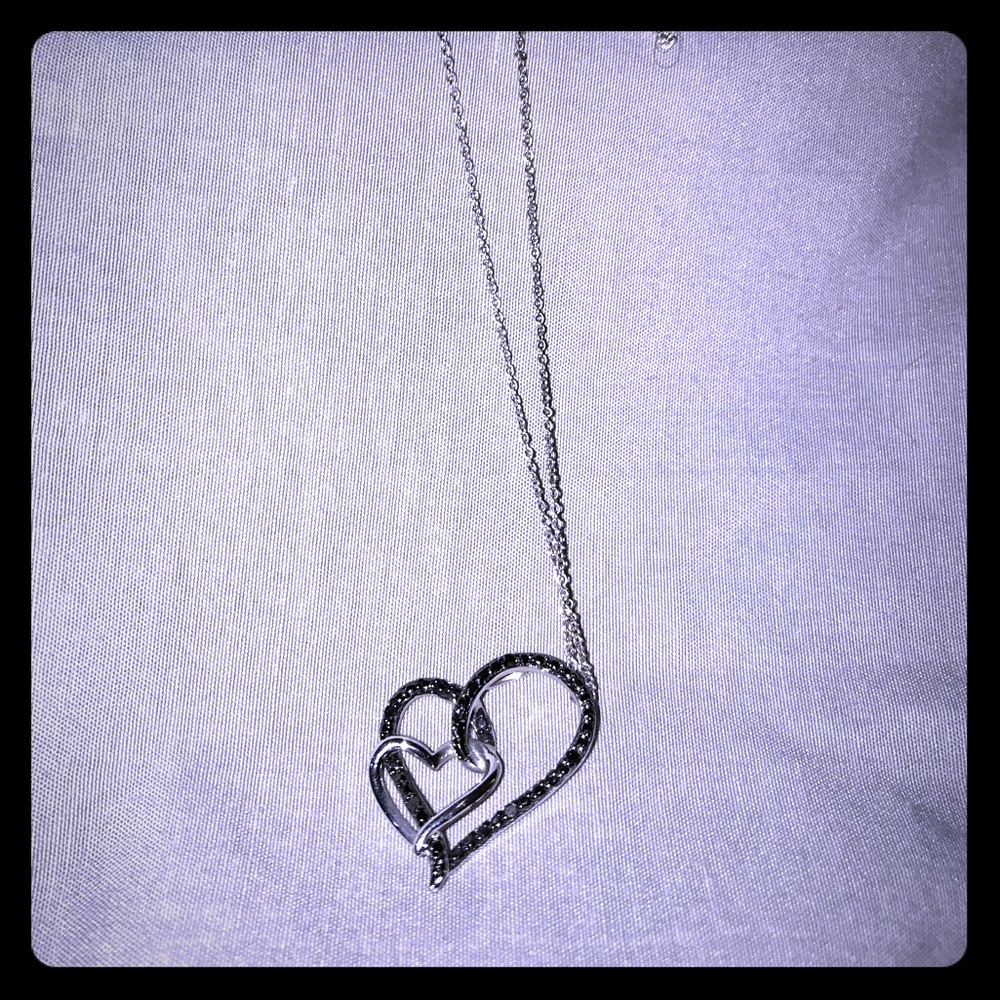 NWOT Sterling Silver Double Heart Necklace